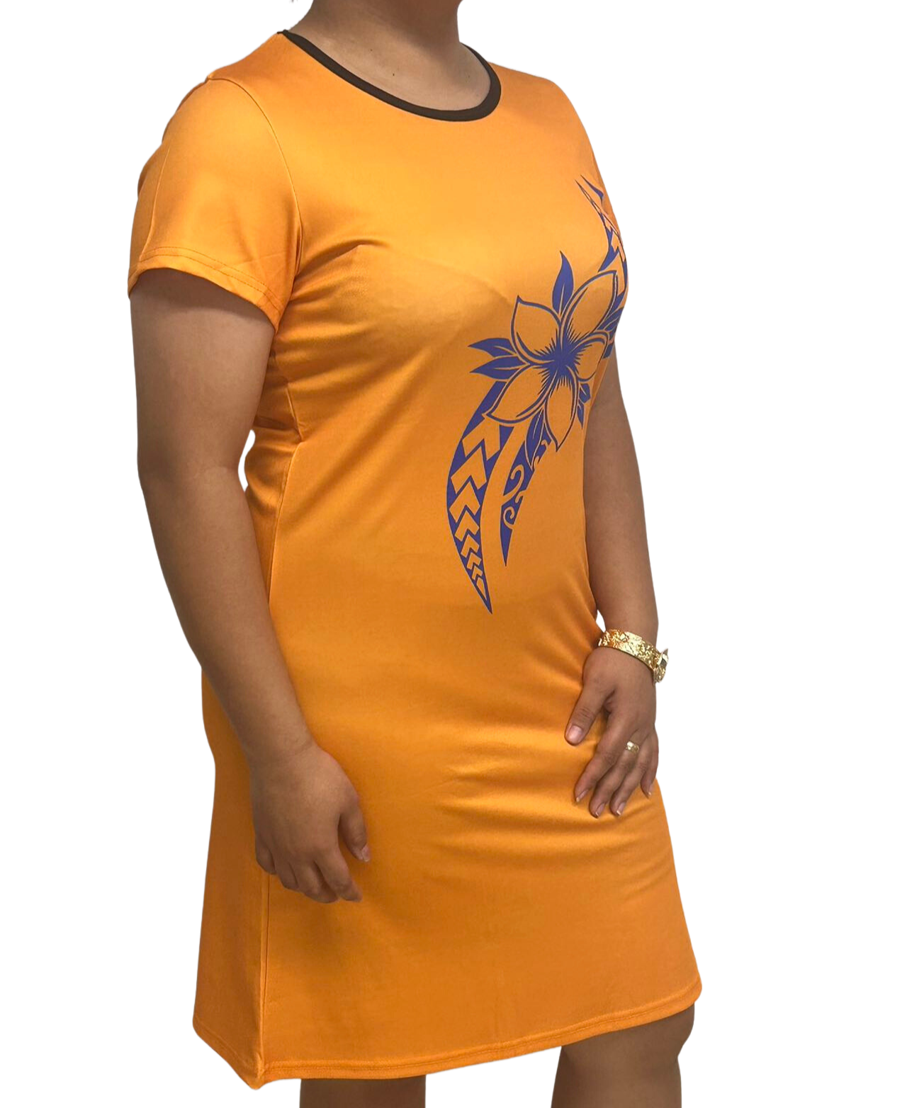 Samoan Design Dress Tangerine Color