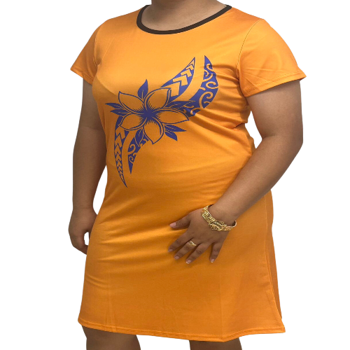 Samoan Design Dress Tangerine Color