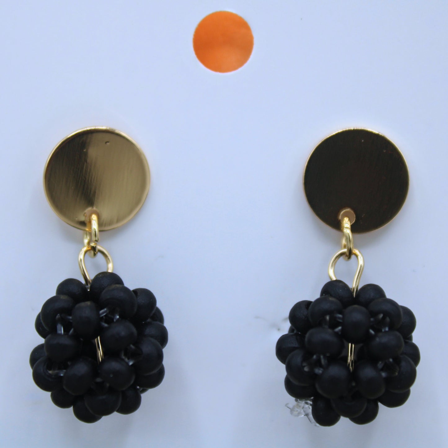 Black Beaded Round Stud Drop Earrings-Authentic Samoan/Polynesian Earrings