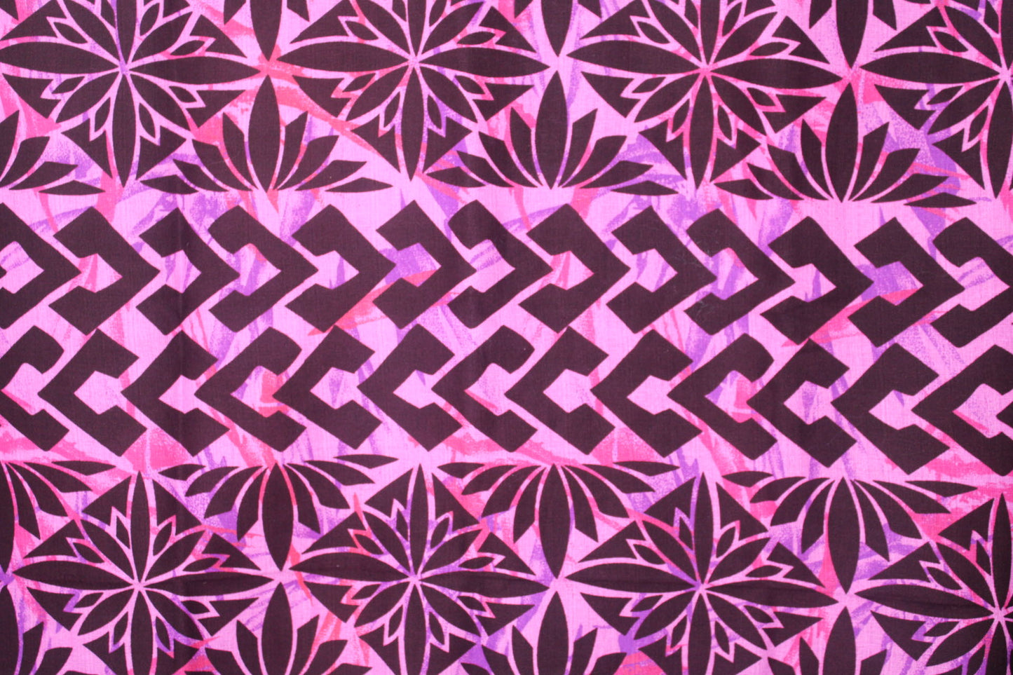 Samoan Design Dobby Cotton Print fabric ;Pink & Maroon; Size: 54"x44"