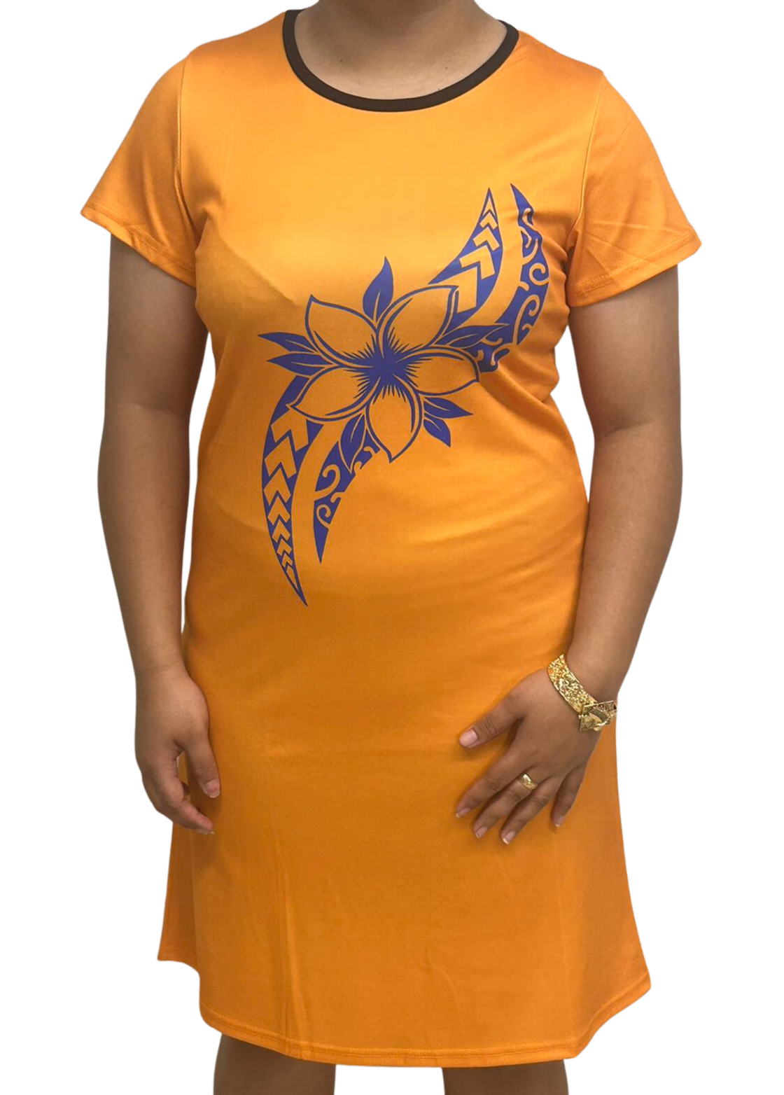 Samoan Design Dress Tangerine Color