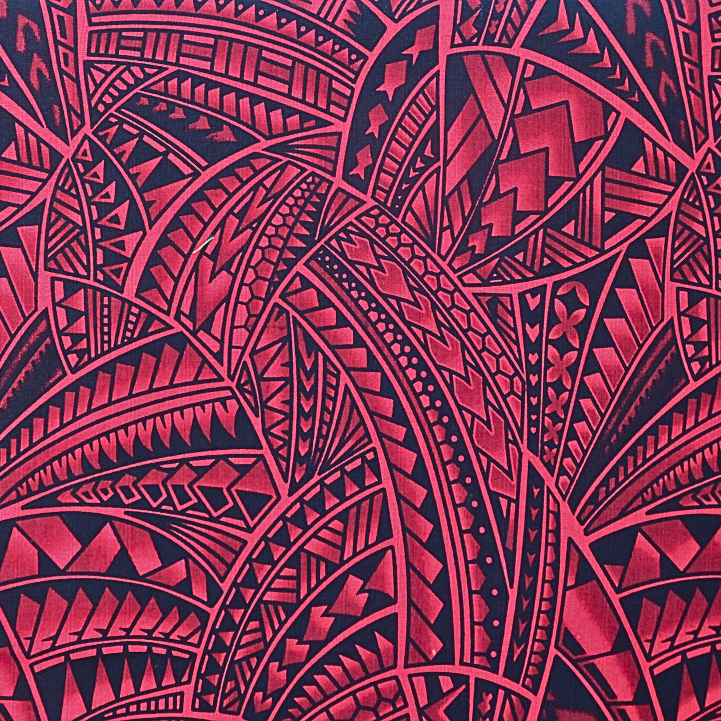 Dobby Print Material - Polynesian Tribal Design (Red, Maroon, and Black) - 44"x36"