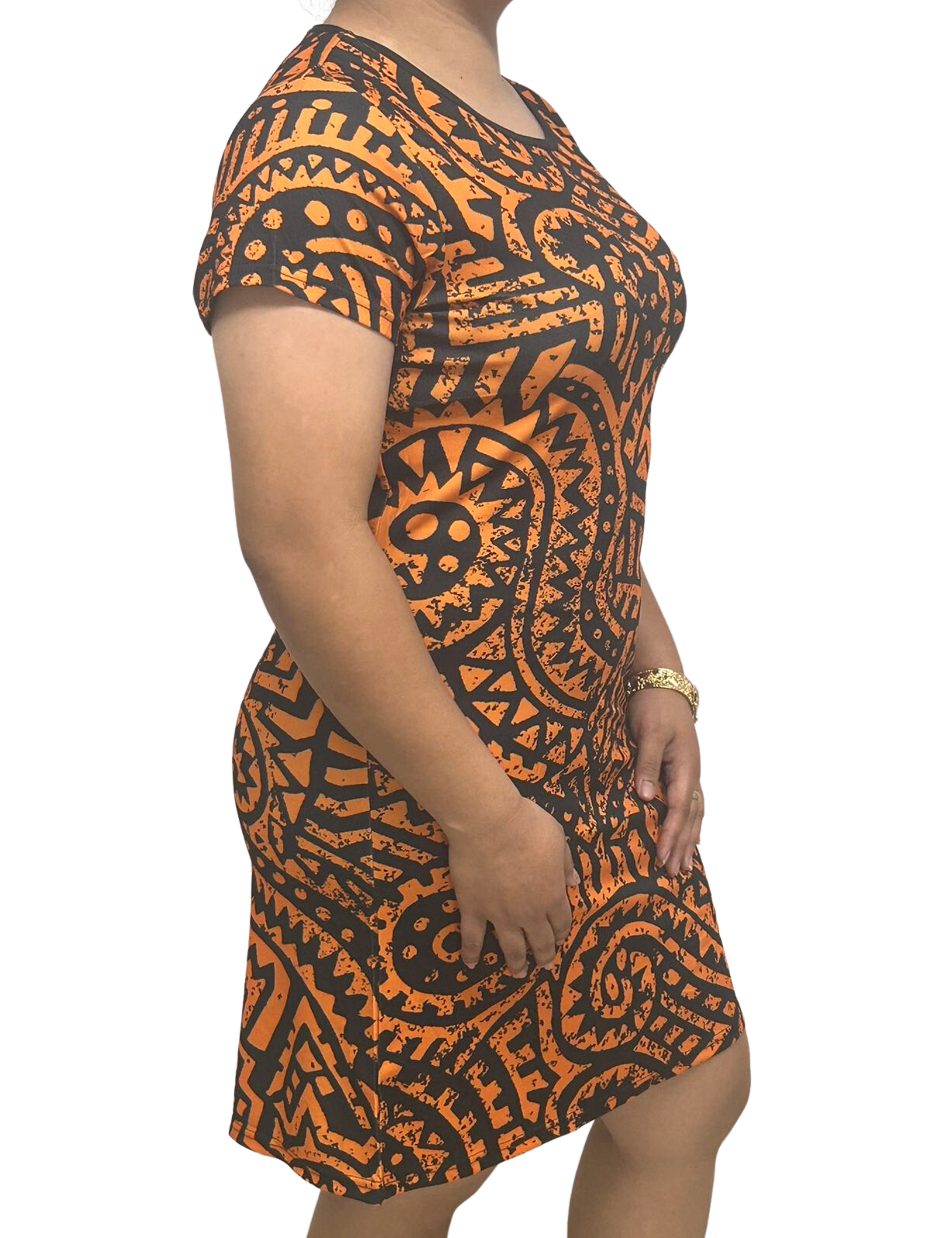Samoan Design Dress Tangerine and Black