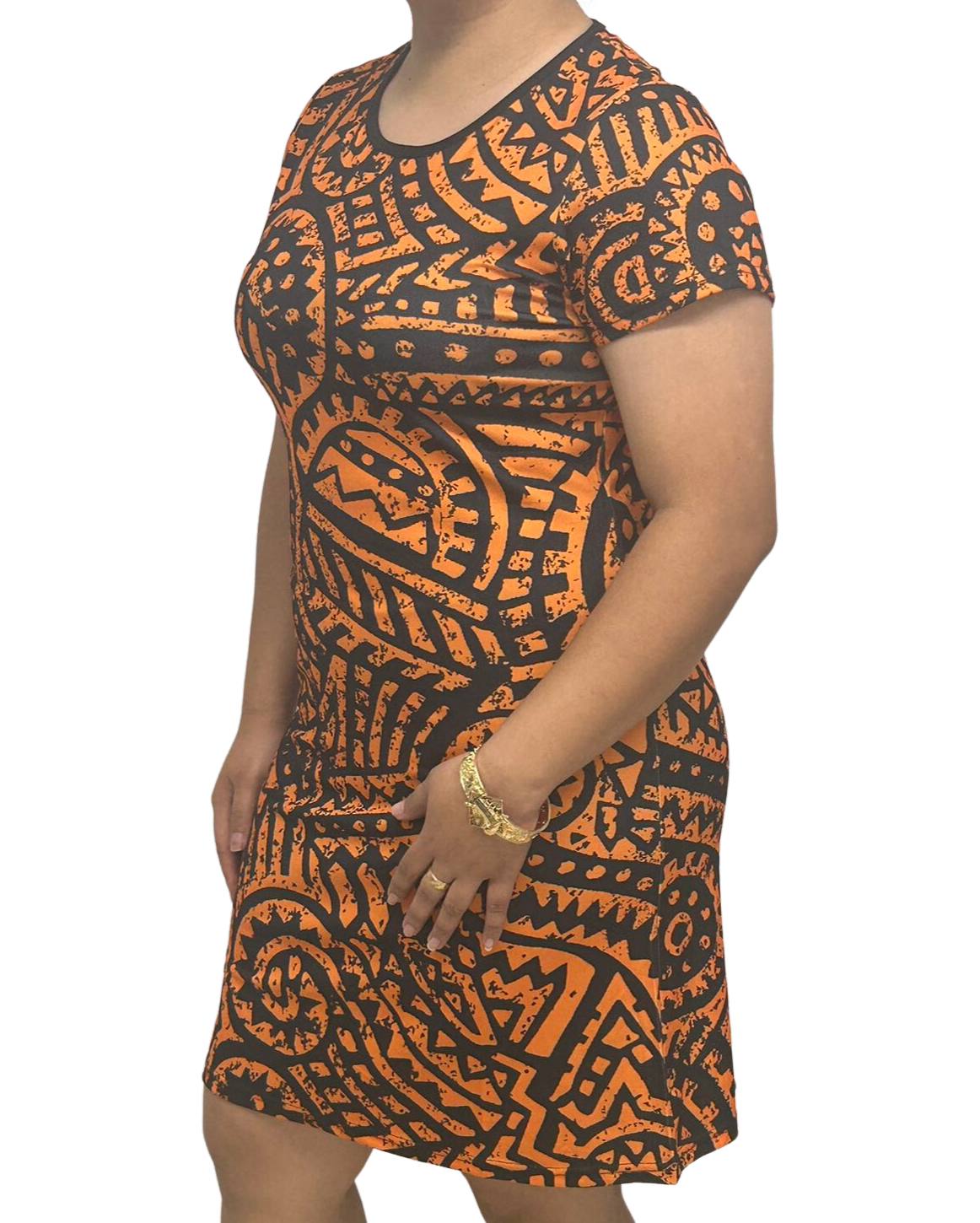 Samoan Design Dress Tangerine and Black