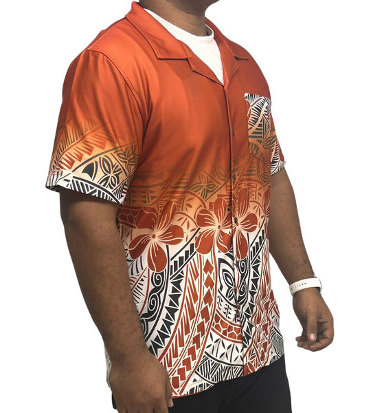 Samoan & Polynesian Tattoo Design Shirt Rust Color