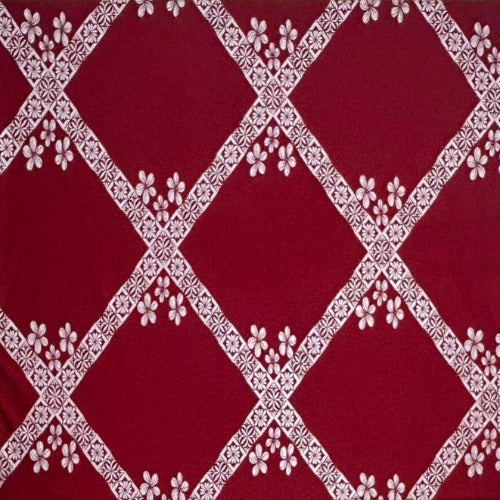 Stretchable Material White design on Maroon