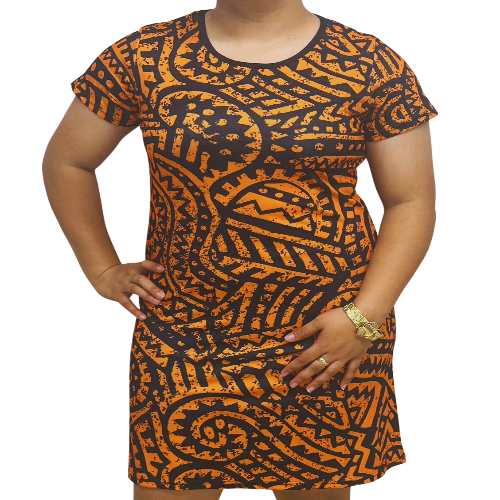 Samoan Design Dress Tangerine and Black