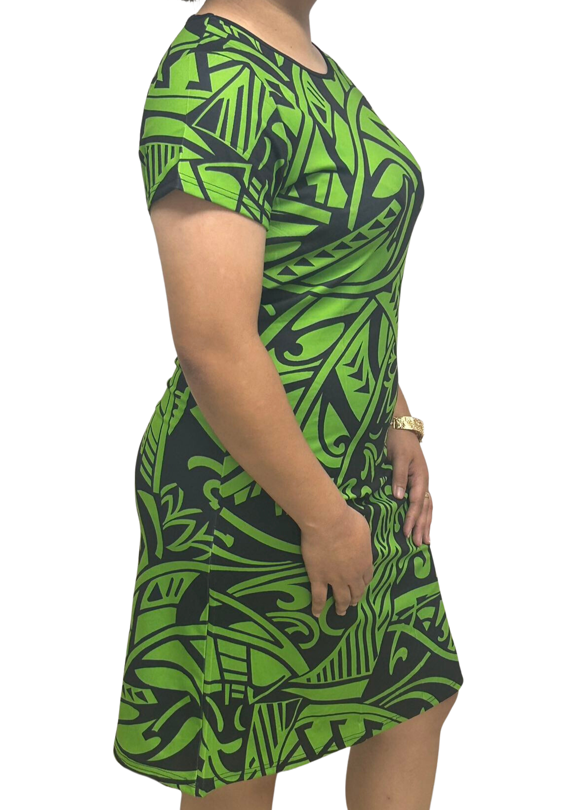 Samoan Design Dress Green & Black