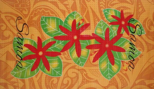 Sarong, Mustard Color  Base Floral and Polynesian Design