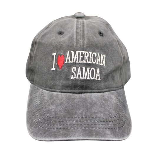 Baseball Cap  (I Love American Samoa Design)-Black Color