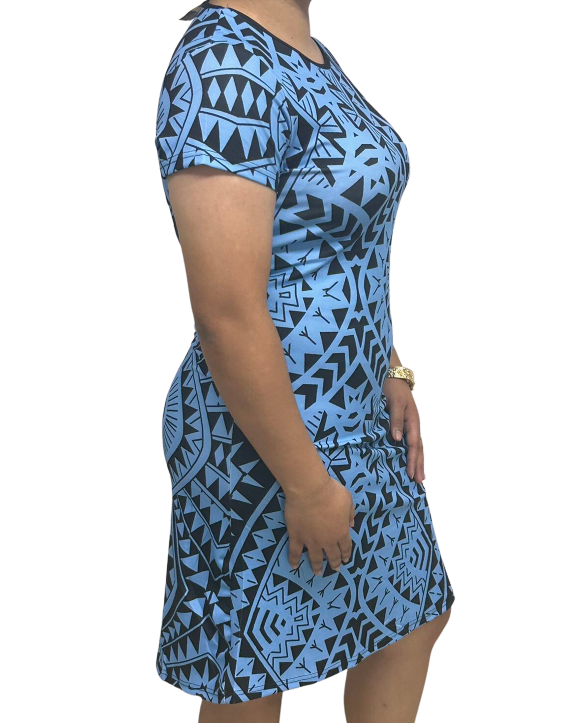 Samoan Design Dress Blue & Black