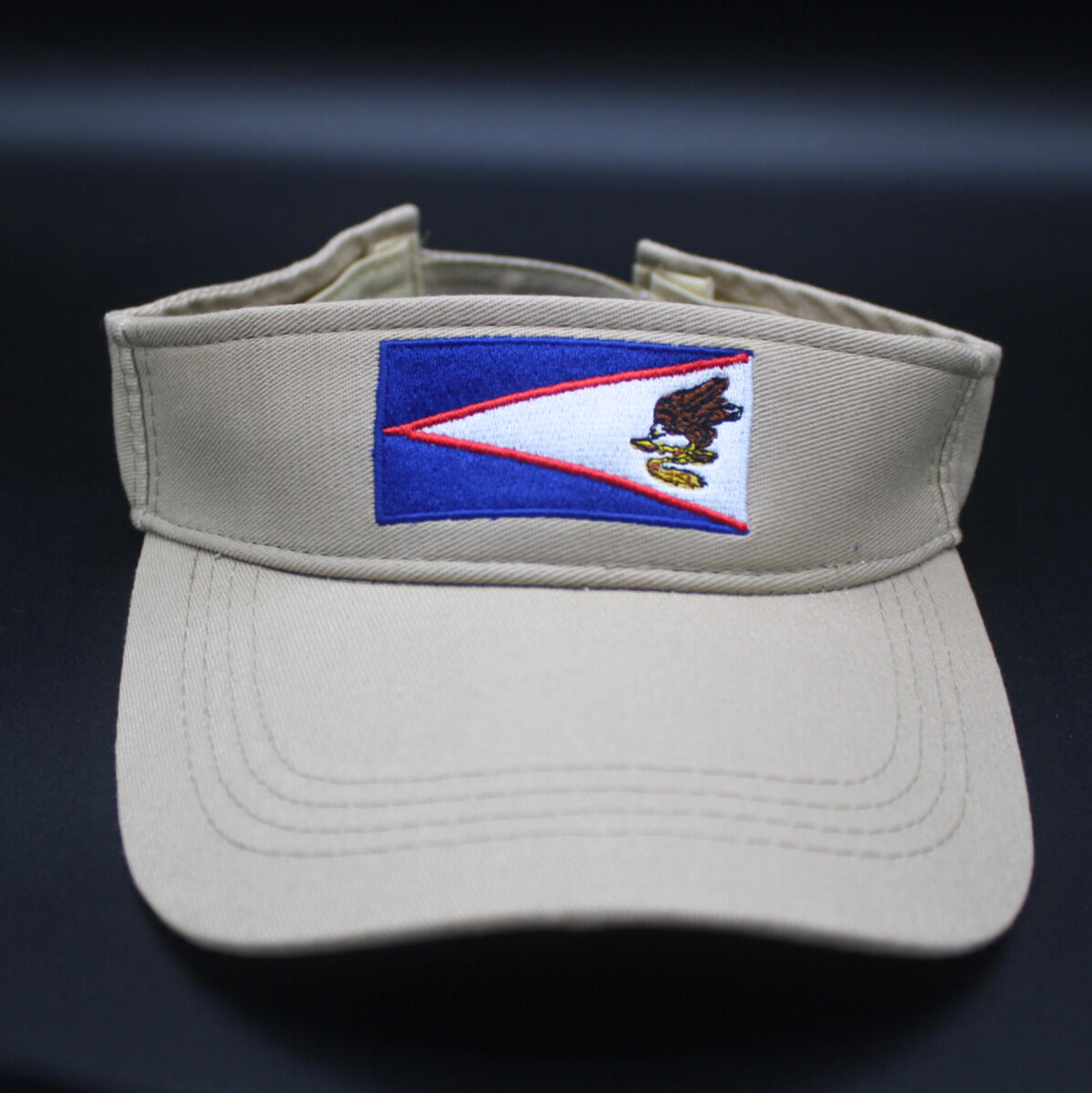 Sports Sun Visor with American Samoa Flag Design-Khaki Color