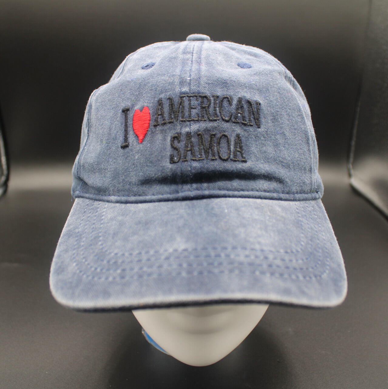 Baseball Cap (I Love American Samoa Design) - Denim Blue Color