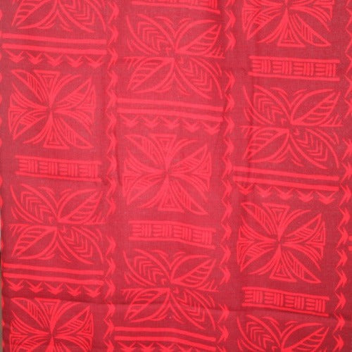 Samoan Design Dobby Cotton Print fabric; Red ; Size: 44"x44"
