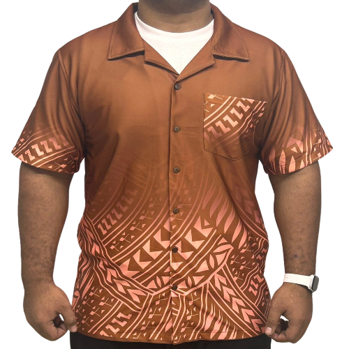Brown Short Sleeve Shirt Polynesian & Samoan Design