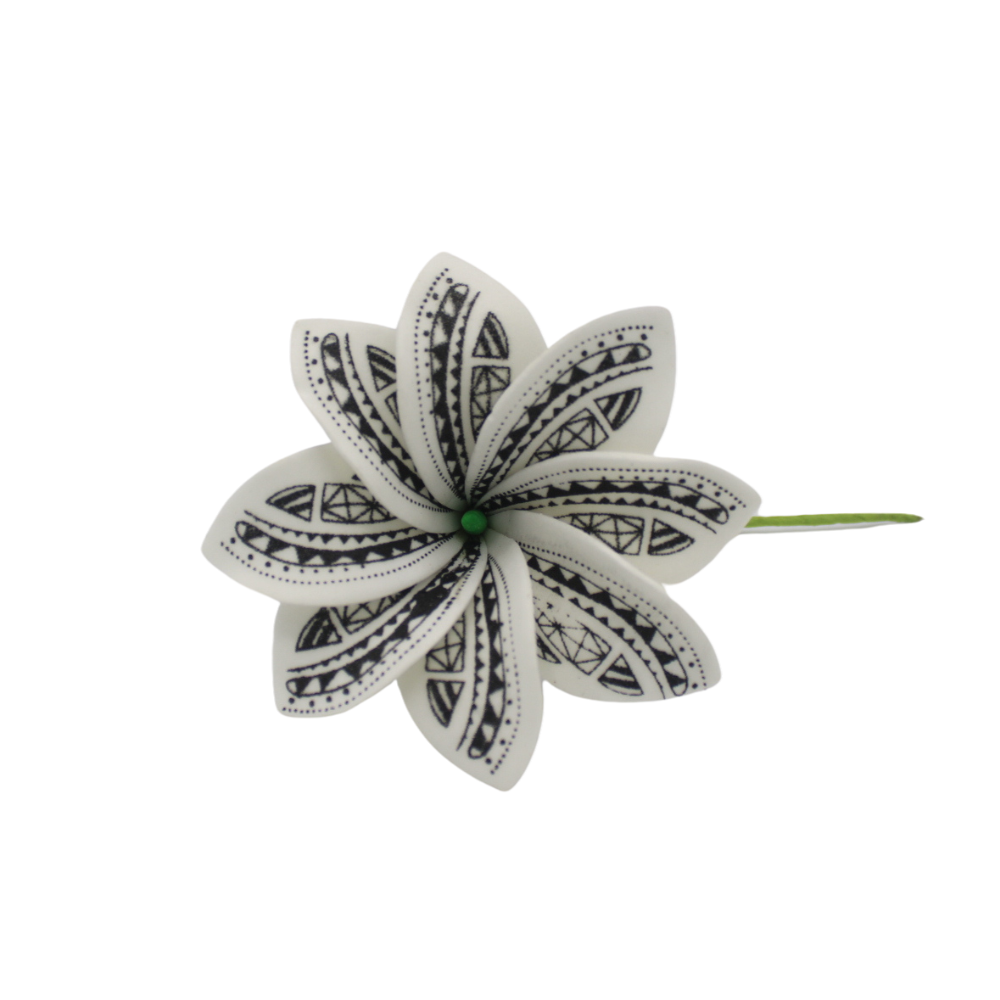 Sei, Artificial Sei Flower Plumeria with Samoan Tattoo Design