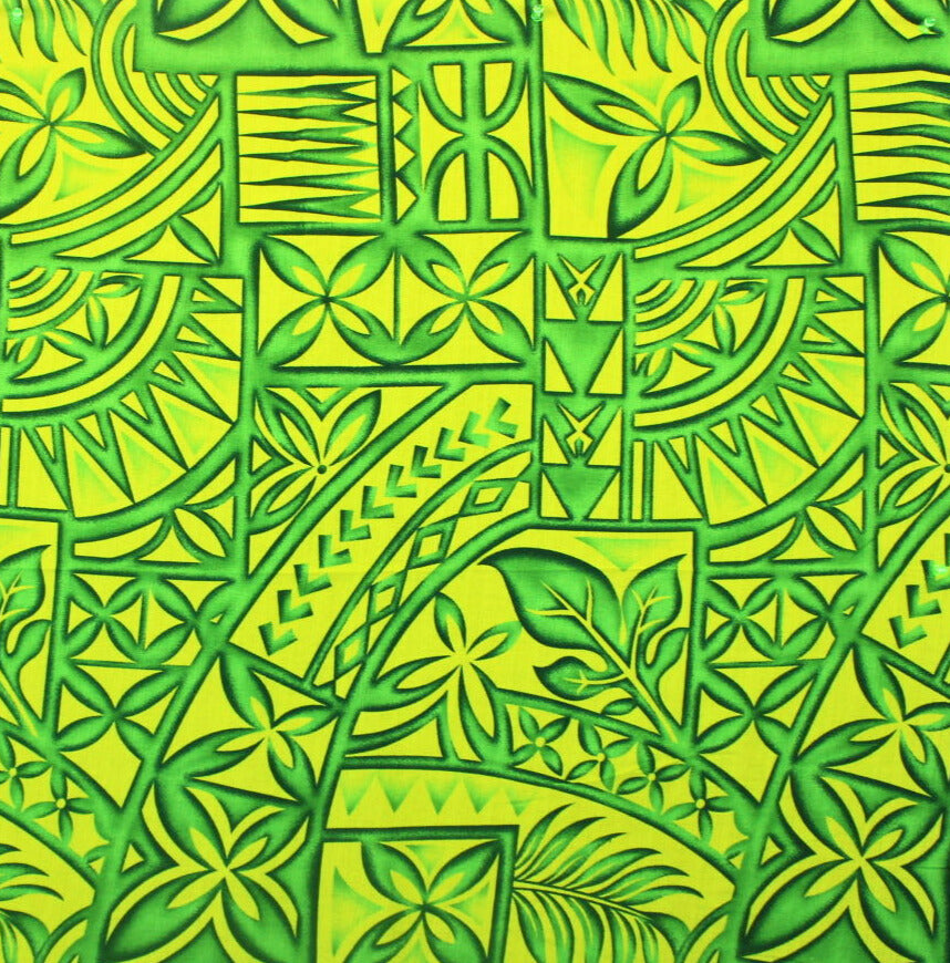 Dobby Print Material (Green Leaves on Yellow ) 44x36