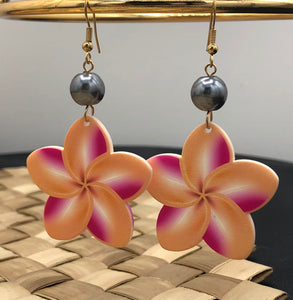 Flower with Pearl Earring Samoan/Polynesian Design