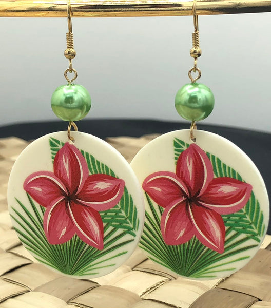Flower Earring with Pearl Samoan/Polynesian Desgn