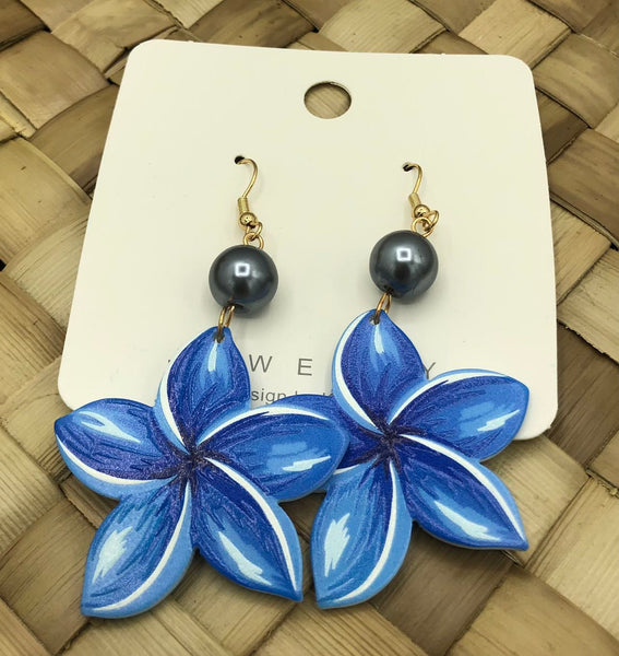 Pu'a Flower Samoan/Polynesian Earring with Black Pearl