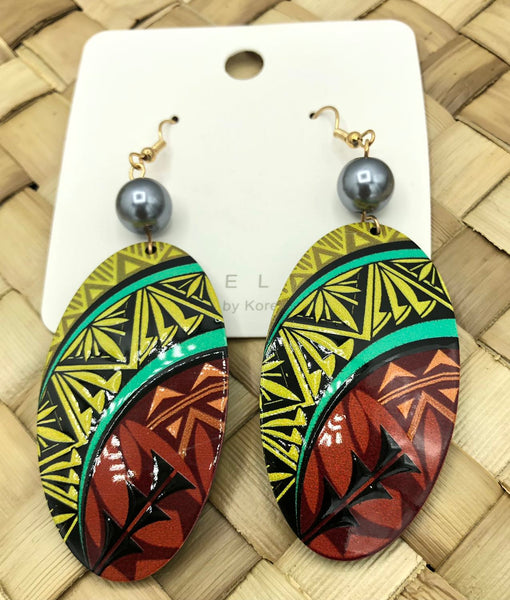 Samoan/Polynesian Design with Black Pearl Earring