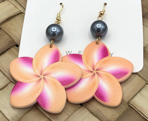 Flower with Pearl Earring Samoan/Polynesian Design