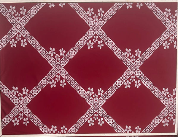 Stretchable Material White design on Maroon- Size: 60"x36"