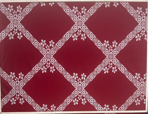Stretchable Material White design on Maroon