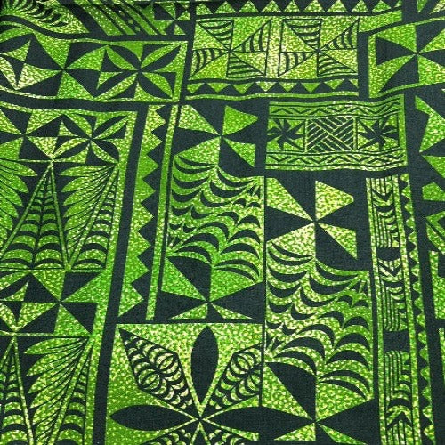 Green Dobby Print Samoan Design Fabric