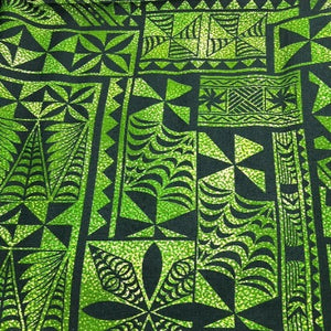 Green Dobby Print Samoan Design Fabric- Size: 44"x 78"