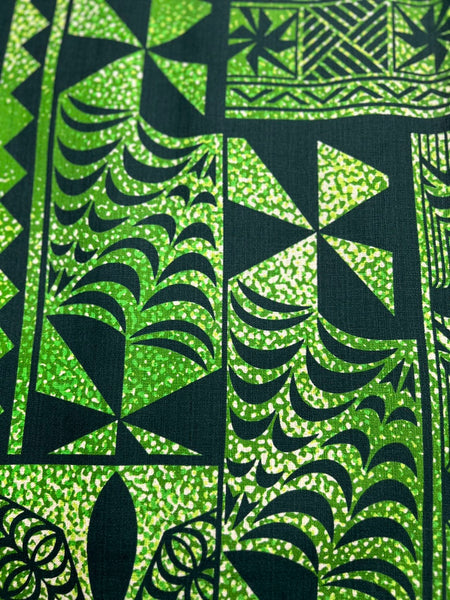 Green Dobby Print Samoan Design Fabric- Size: 44"x 78"