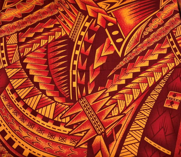 Samoan Design Dobby Material - Sunset Orange - Size: 44"x63"