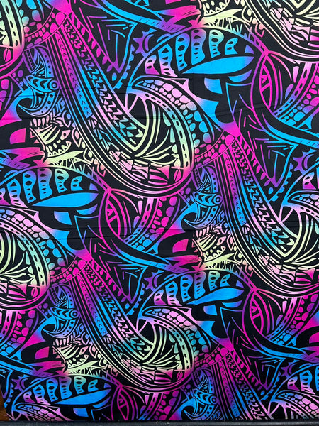 Samoan Design Multi-color TC Fabric - Size: 44"x66"