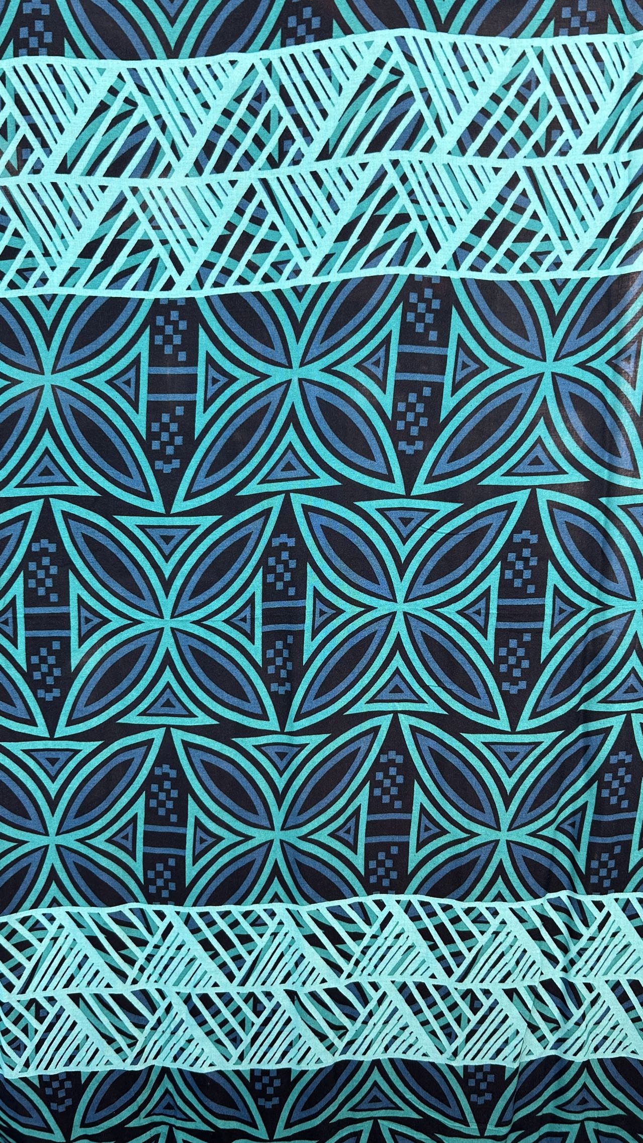 Rayon Fabrics prints Turquoise, Blue & Black Color- Size: 44"x72"