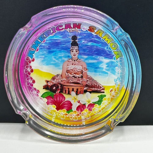 American Samoa with Taupou design glass ashtray