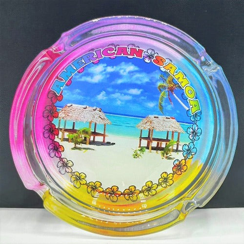 American Samoa with Fale design glass ashtray