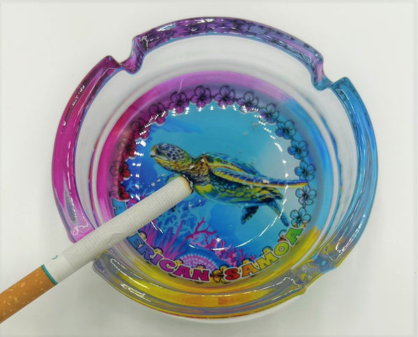 American Samoa with Turtle design glass ashtray
