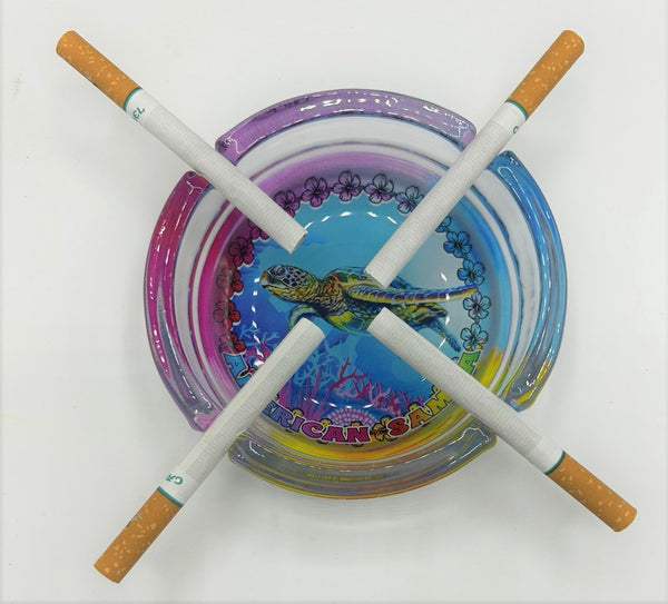 American Samoa with Turtle design glass ashtray