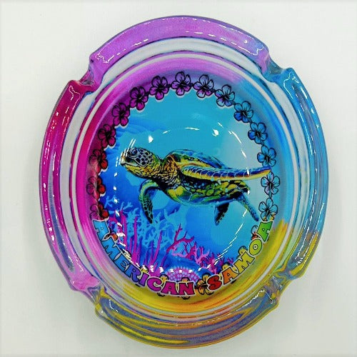 American Samoa with Turtle design glass ashtray