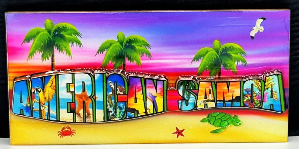 American Samoa Design magnet with colorful embossed letter