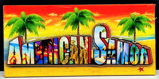 American Samoa Design magnet with a colorful embossed letter