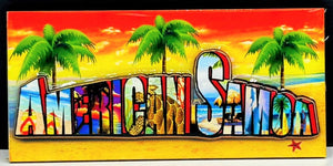 American Samoa Design magnet with a colorful embossed letter.