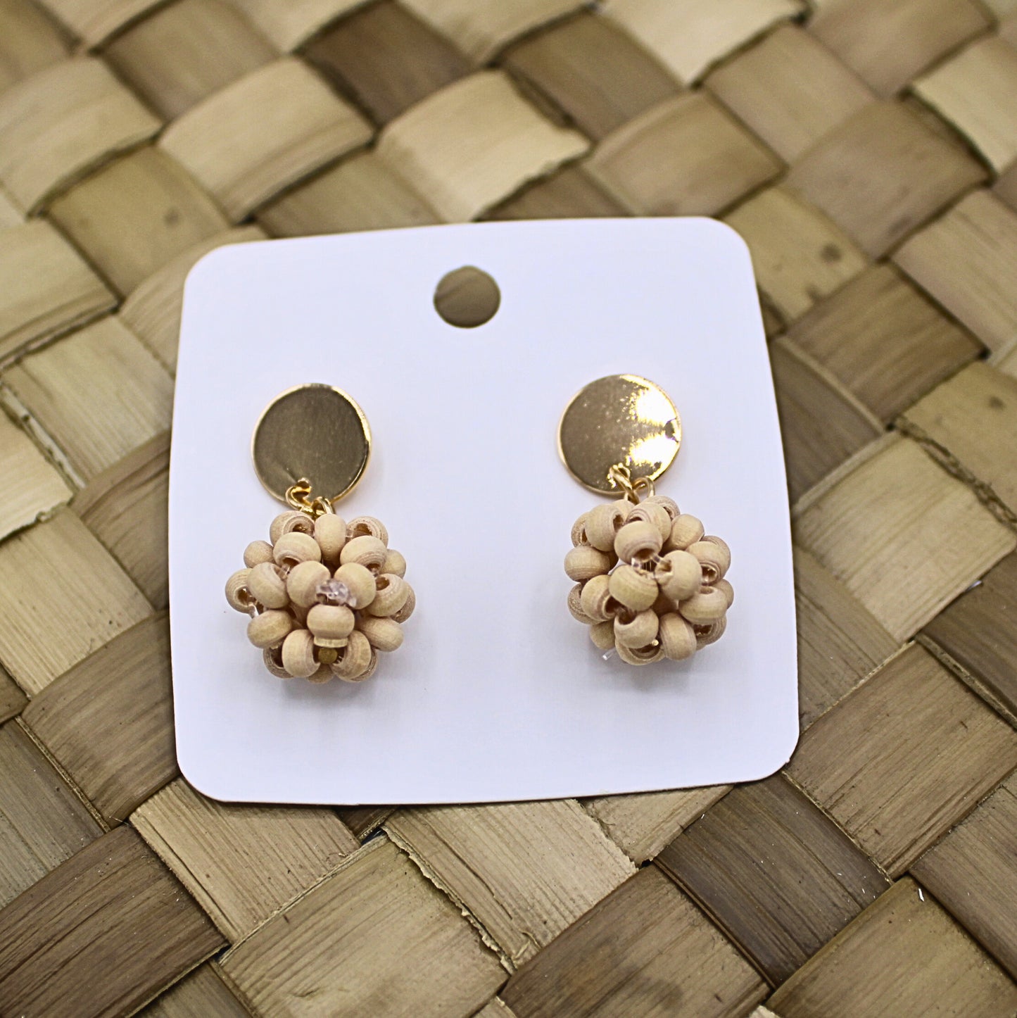 Round Beaded Drop Stud Earrings-Authentic Samoan/Polynesian Earrings