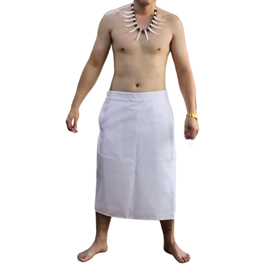 Long Sulu (Ie-Faitaga) Plain White – Traditional Samoan Attire for Every Occasion