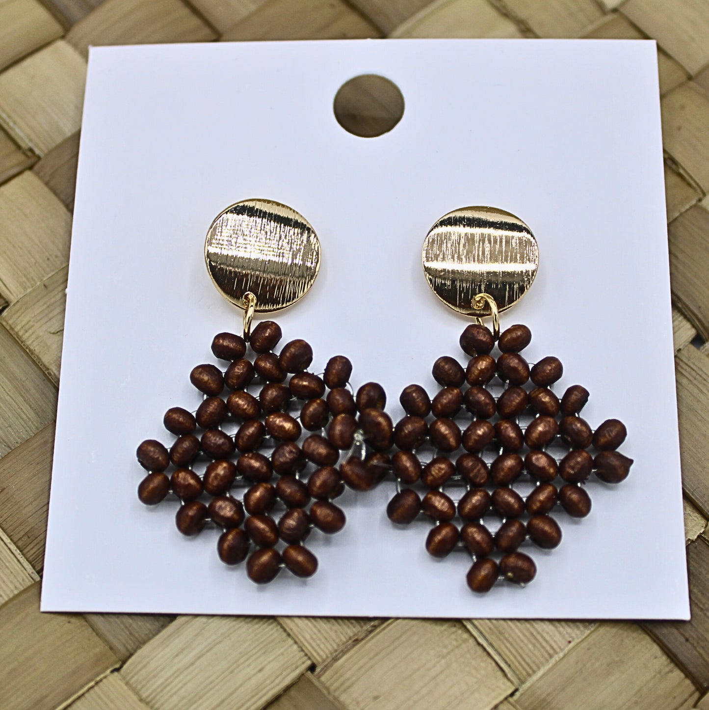 Wooden Beaded Stud Dangle Earrings-Authentic Samoan/Polynesian Earrings