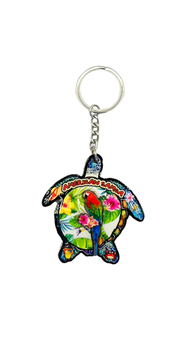 Island Style turtle shape key chain, Parrot design