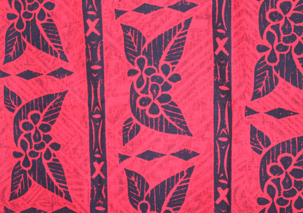 Samoan Design Dobby Cotton Print fabric; Red ; Size: 40"x44"