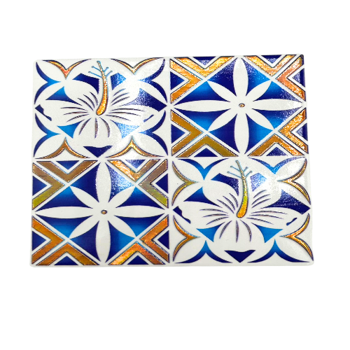 Ceramic Coaster with Hibiscus Design