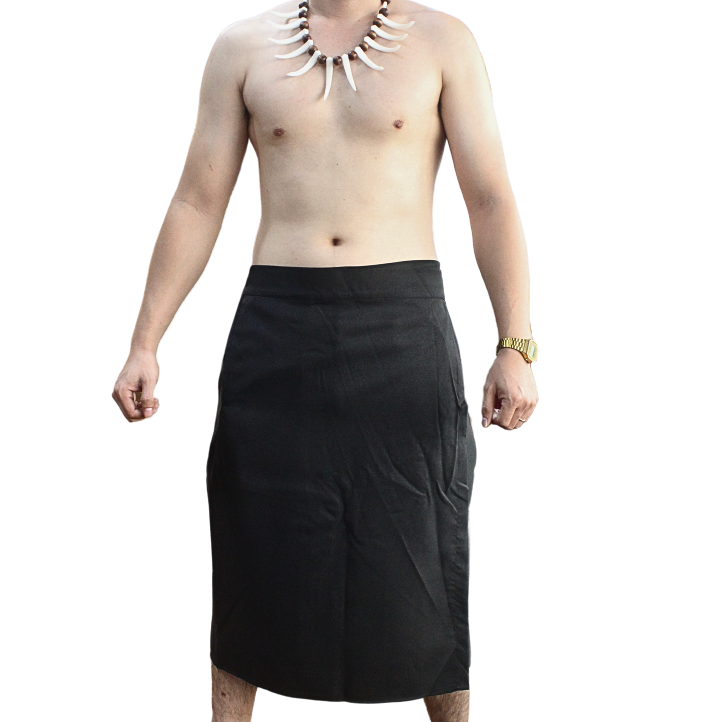 Long Sulu (Ie-Faitaga) Plain Black – Traditional Samoan Attire for Every Occasion