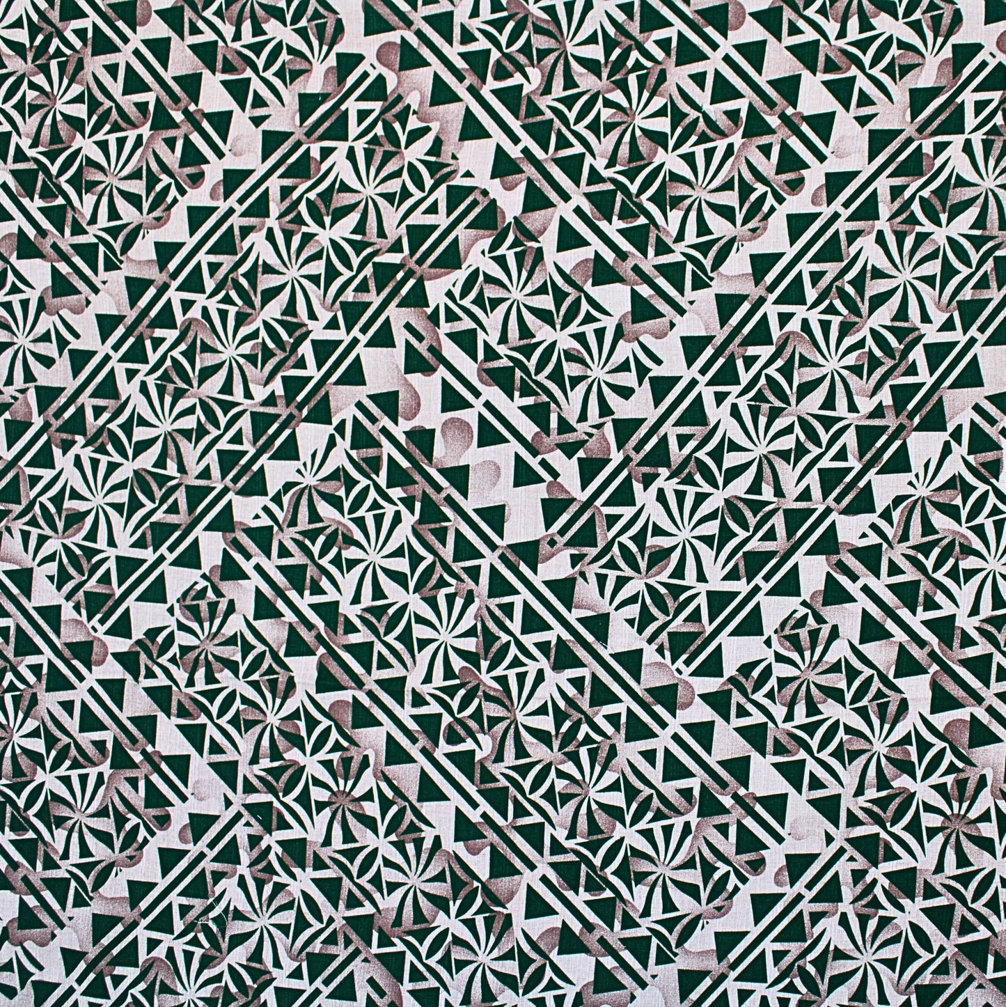 Dobby Print Material - Tapa Design (Beige and Dark Green) - 44"x36"